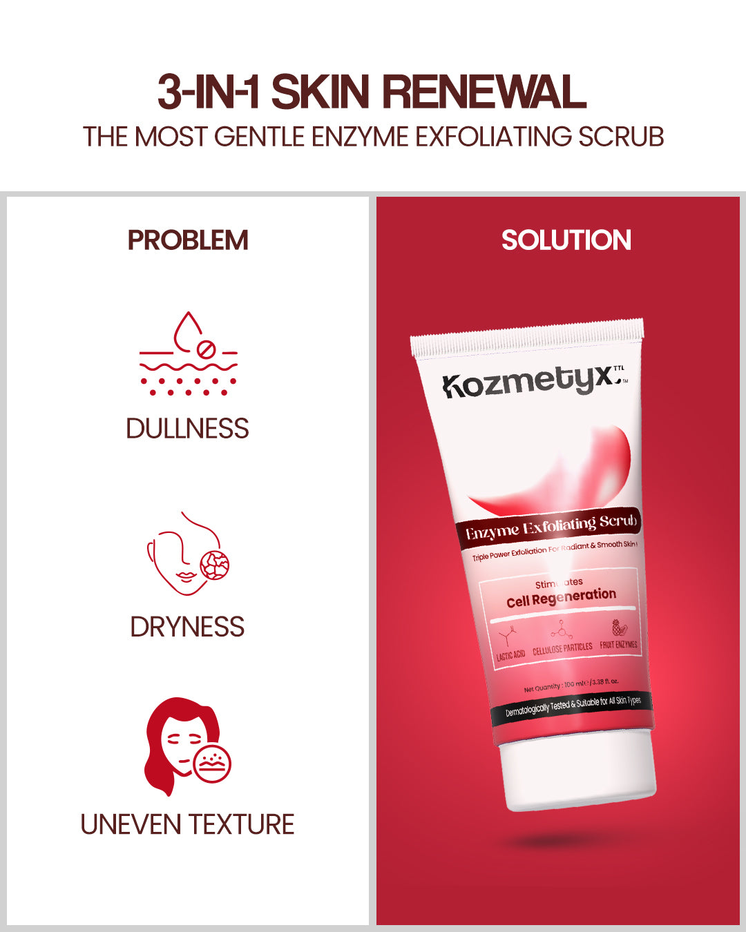 Triple Exfoliation Fruit Enzyme Polish Scrub for Smooth, Refined Skin Texture