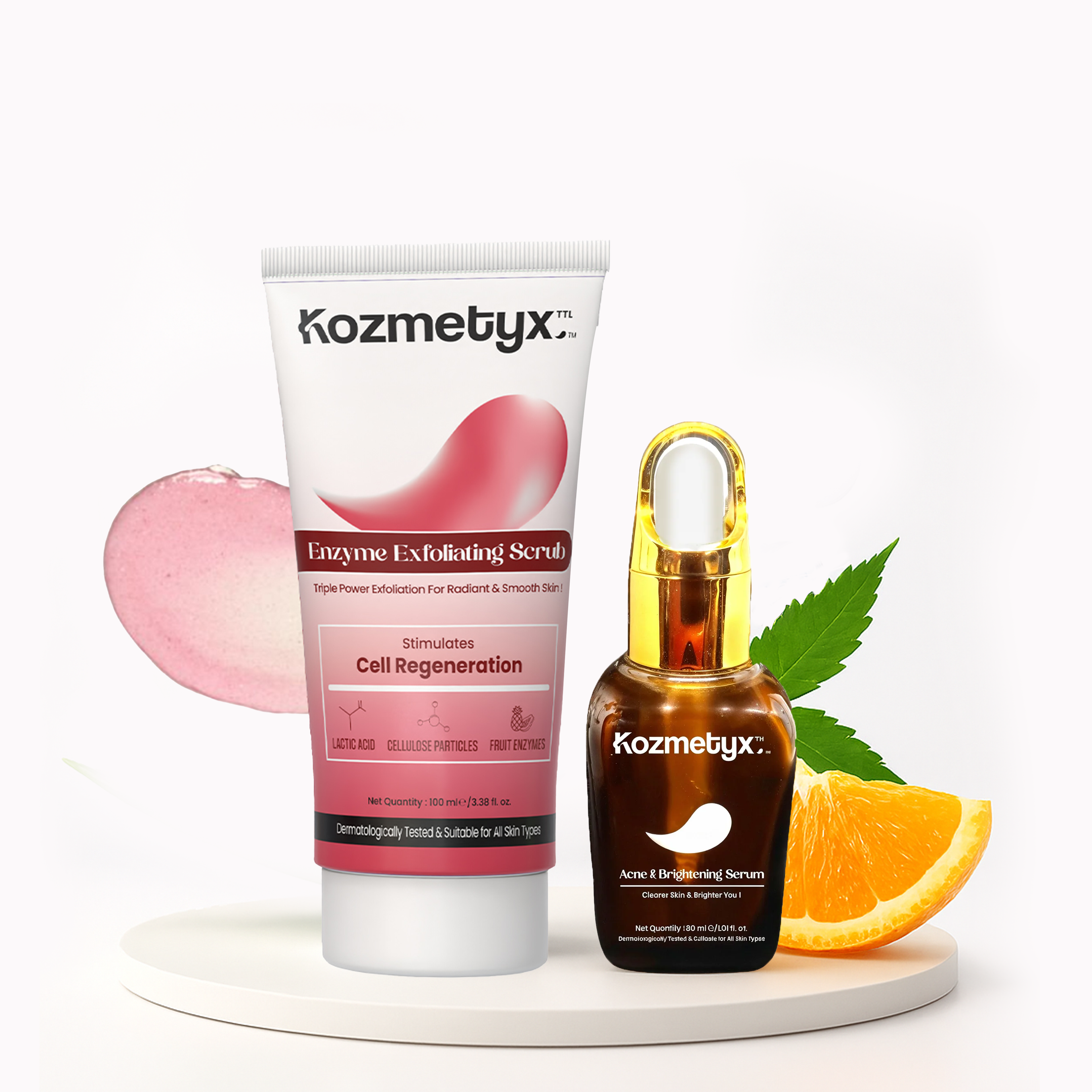 Polish & Perfect Combo : Exfoliating Enzyme Scrub + Acne & Brightening Serum