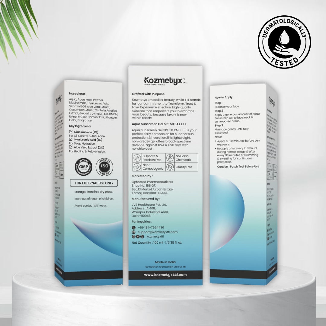 Aqua Sunscreen Gel- “Powerful Protection, Featherlight Feel” - 100