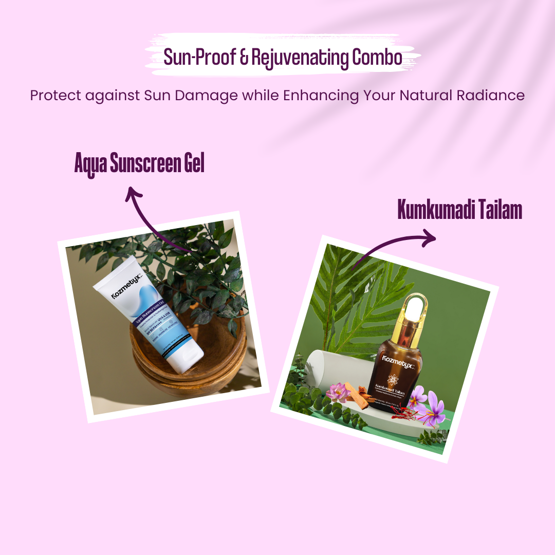 Sun-Proof &amp; Rejuvenating Combo : Aqua Sunscreen Gel &amp; Kumkumadi Oil