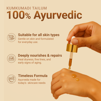 Kumkumadi Tailam - Ayurvedic Glow Oil - 3.15% Saffron Elixir - Anti Aging - Radiance Drops - 30 ML