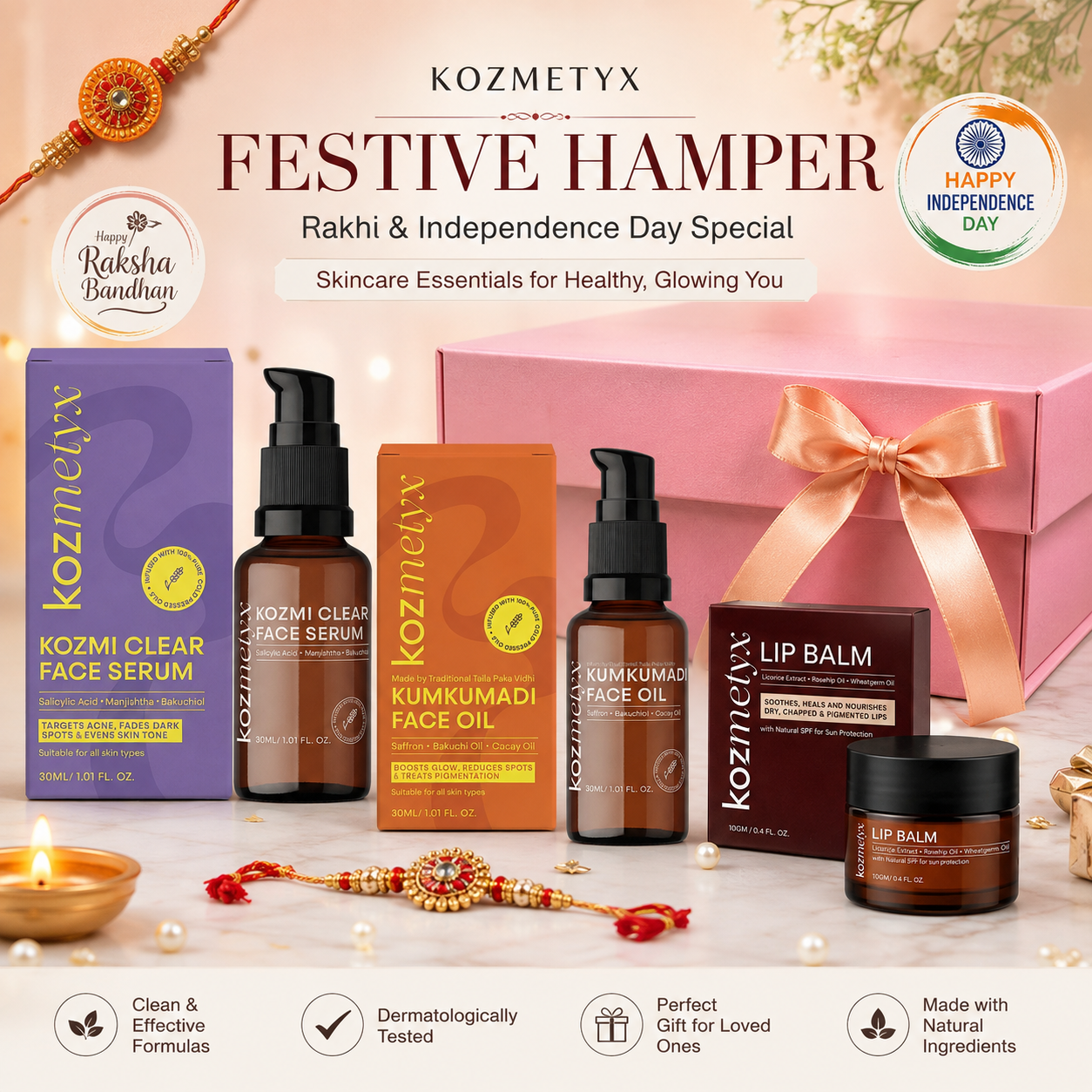 Kozmetyx Festive Glow Hamper – Rakhi &amp; Independence Day Special