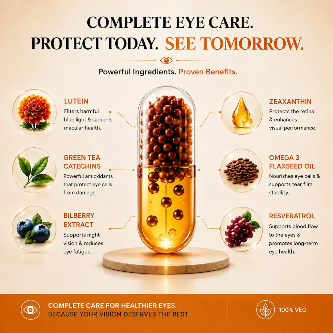 Fithance Daily Eye Health Capsules – Dryness, Redness, Screen Strain, Blurry vision, Tiredness, Retinal Support | 60 Capsules | Vegan | Advanced Liqui-Pellet Capsules