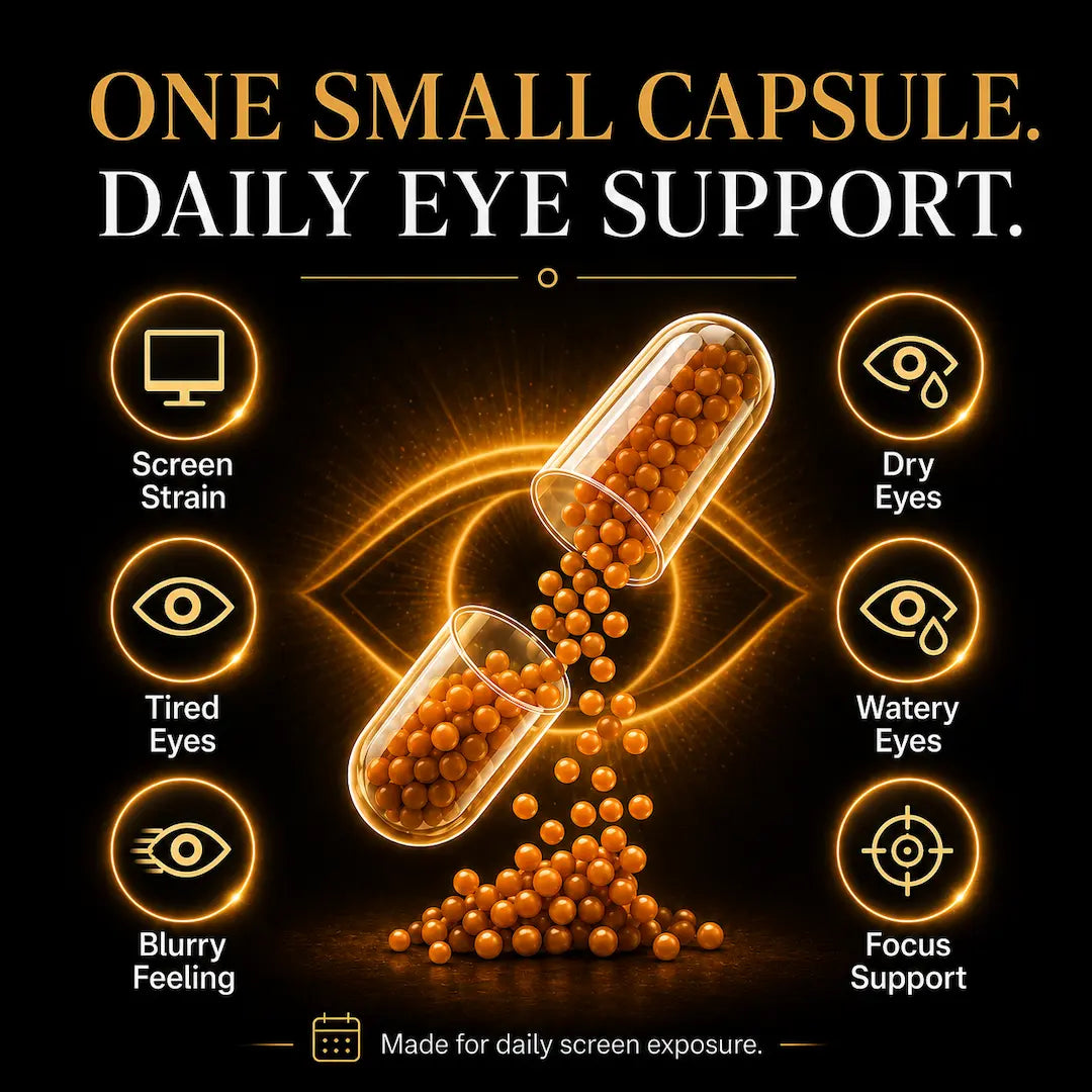 Fithance Daily Eye Health Capsules – Dryness, Redness, Screen Strain, Blurry vision, Tiredness, Retinal Support | 60 Capsules | Vegan | Advanced Liqui-Pellet Capsules