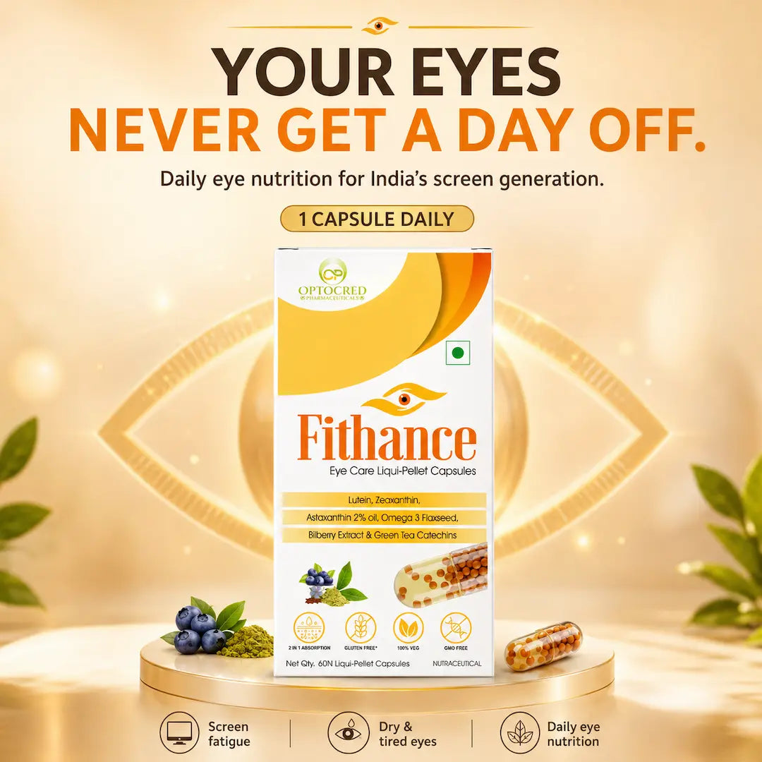 Fithance Daily Eye Health Capsules – Dryness, Redness, Screen Strain, Blurry vision, Tiredness, Retinal Support | 60 Capsules | Vegan | Advanced Liqui-Pellet Capsules