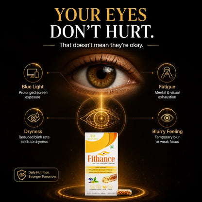 Fithance Daily Eye Health Capsules – Dryness, Redness, Screen Strain, Blurry vision, Tiredness, Retinal Support | 60 Capsules | Vegan | Advanced Liqui-Pellet Capsules