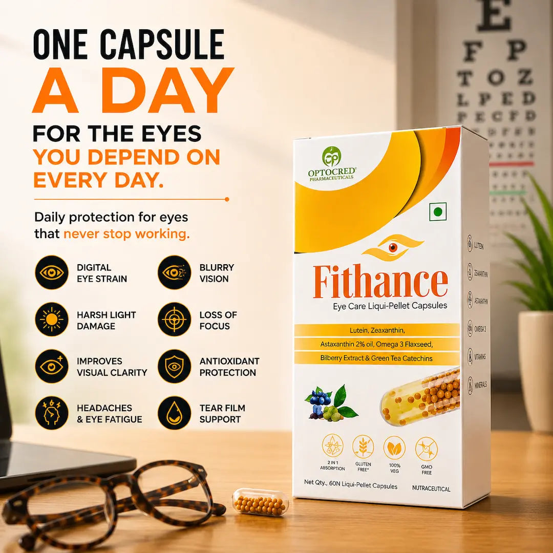 Fithance Daily Eye Health Capsules – Dryness, Redness, Screen Strain, Blurry vision, Tiredness, Retinal Support | 60 Capsules | Vegan | Advanced Liqui-Pellet Capsules