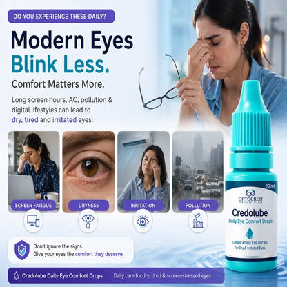 Credolube Daily Eye Comfort Drops for Dry &amp; Screen-Tired Eyes - Pack of 5 bottles