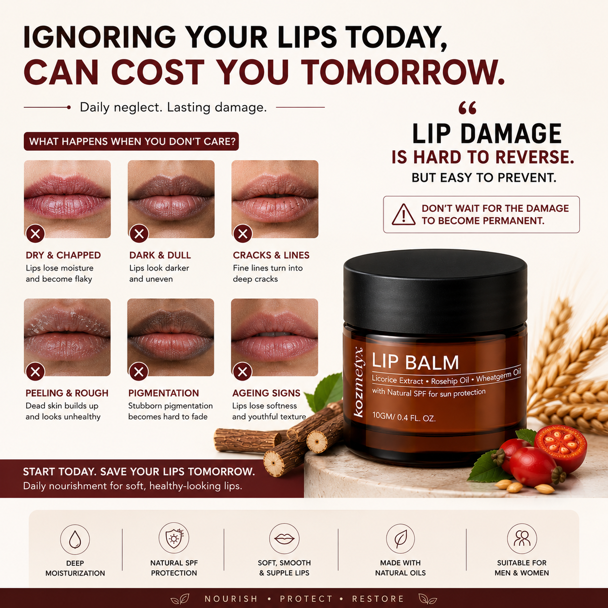 Lip Repair Balm For Pigmentation, Dryness &amp; Cracked Lips