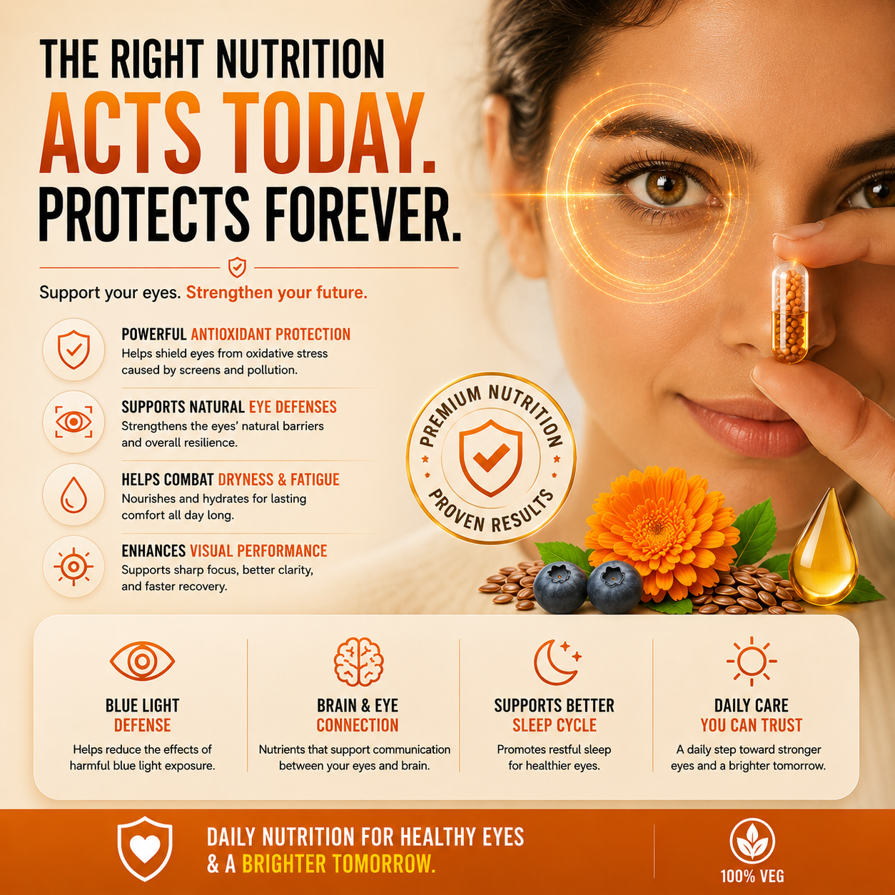 Fithance Daily Eye Health Capsules – Dryness, Redness, Screen Strain, Blurry vision, Tiredness, Retinal Support | 60 Capsules | Vegan | Advanced Liqui-Pellet Capsules