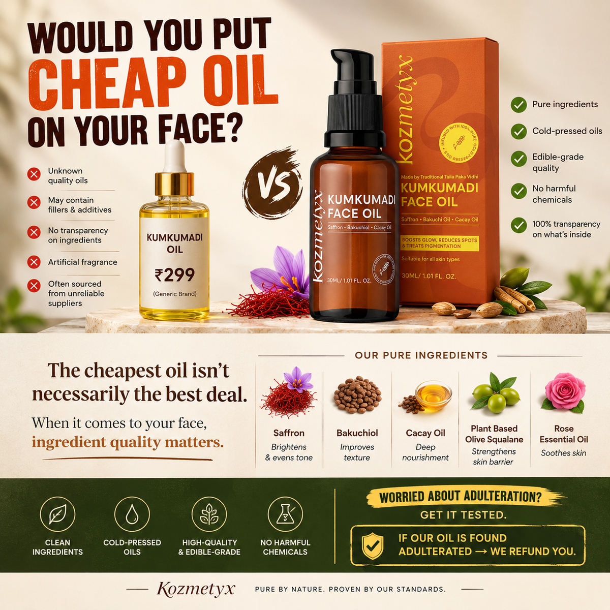Kumkumadi Oil for Pigmentation &amp; Uneven Tone | Made with Traditional Taila Paka Vidhi