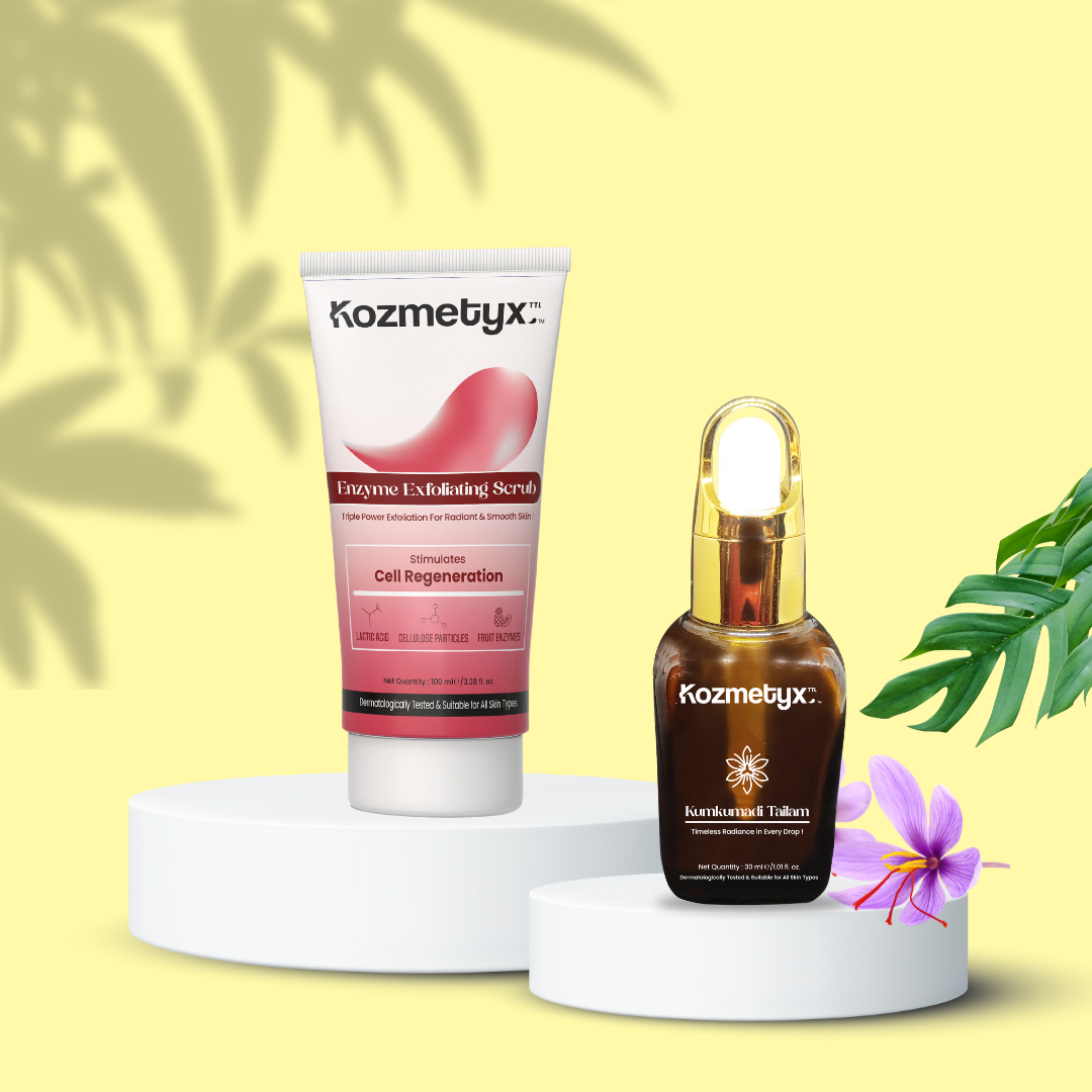 Exfoliate &amp; Nourishing Combo : Exfoliating Enzyme Scrub &amp; Kumkumadi Tailam