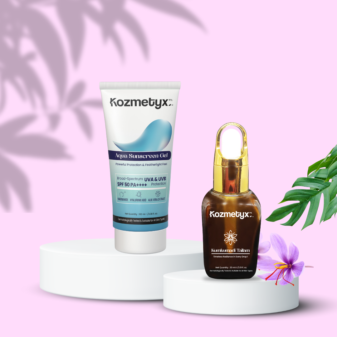 Sun-Proof &amp; Rejuvenating Combo : Aqua Sunscreen Gel &amp; Kumkumadi Oil