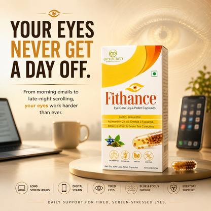 Fithance Daily Eye Health Capsules – Dryness, Redness, Screen Strain, Blurry vision, Tiredness, Retinal Support | 60 Capsules | Vegan | Advanced Liqui-Pellet Capsules